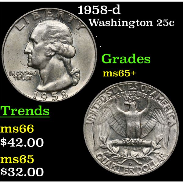 1958-d Washington Quarter 25c Grades GEM+ Unc