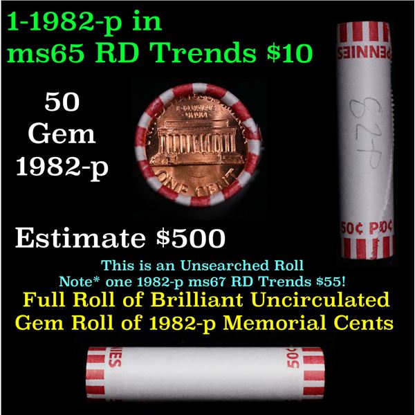 Shotgun Lincoln 1c roll, 1982-p 50 pcs Bank Wrapper.