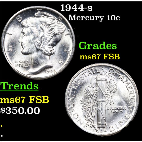 1944-s Mercury Dime 10c Grades GEM++ FSB