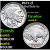Image 1 : 1937-d Buffalo Nickel 5c Grades Choice+ Unc