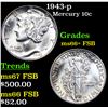 Image 1 : 1943-p Mercury Dime 10c Grades GEM++ FSB
