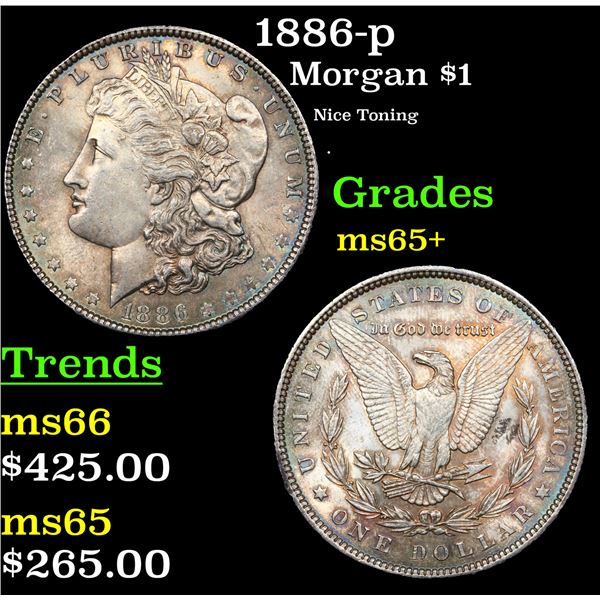 1886-p Morgan Dollar $1 Grades GEM+ Unc
