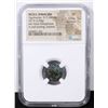 Image 2 : NGC Sicily, Syracuse Agathocles, 317-289 BC AE15(3.00g) obv Kore-Persephone rv bull butting;dolphin 