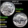 Image 1 : 1937-d Buffalo Nickel 5c Graded ms66+ BY SEGS