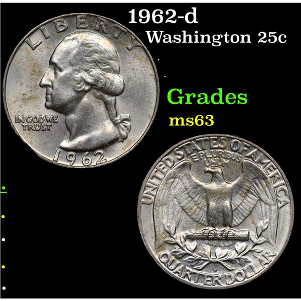 1962-d Washington Quarter 25c Grades Select Unc