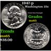 Image 1 : 1947-p Washington Quarter 25c Grades GEM Unc