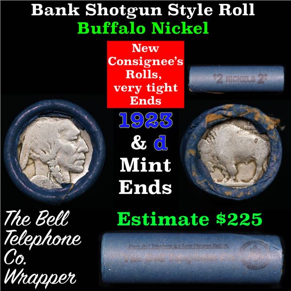 Buffalo Nickel Shotgun Roll in Old Bank Style 'Bell Telephone'  Wrapper 1923 &d Mint Ends