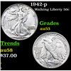 Image 1 : 1942-p Walking Liberty Half Dollar 50c Grades Select AU