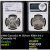Image 1 : NGC 1966 Canada $1 Silver Canada Dollar KM# 64.1 $1 Graded ms62 By NGC