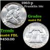 Image 1 : 1963-p Franklin Half Dollar 50c Grades Choice Unc FBL