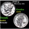 Image 1 : 1943-p Mercury Dime 10c Grades Choice Unc