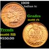 Image 1 : 1909 Indian Cent 1c Grades Gem+ Unc RB