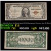 Image 1 : 1935A $1 Silver Certificate Hawaii WWII Emergency Currency Rare PC Block Grades f, fine