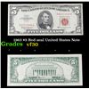 Image 1 : 1963 $5 Red seal United States Note Grades vf++