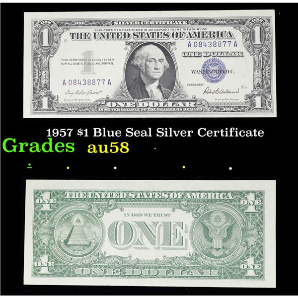 1957 $1 Blue Seal Silver Certificate Grades Choice AU/BU Slider