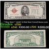 Image 1 : **Star Note** 1928C $5 Red Seal United States note Grades vf++
