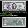 Image 1 : 1976 $2 Federal Reserve Note 1st Day of Issue, with Stamp Grades Gem CU