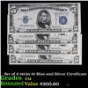 Image 1 : Set of 4 1934a $5 Blue seal Silver Certificate Grades CU