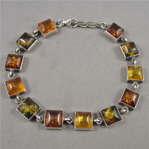 Amber Sterling Silver Bracelet