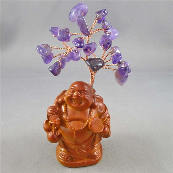 Buddha Tree of Life with Amethyst Crystals