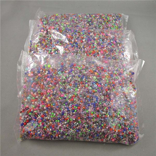 3 NEW Bags of Mixed Size Seed Beads 1.5KG (3.3lbs)