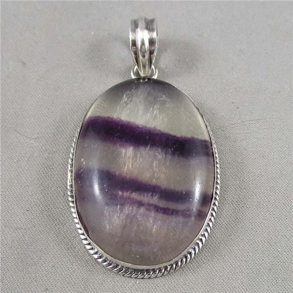 Rainbow Fluorite Oval Pendant 925 Sterling Silver