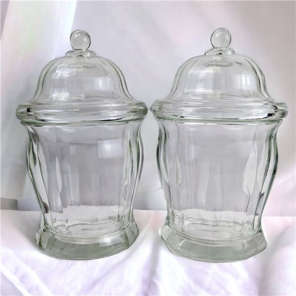 Set of 2 Vintage Glass Cannisters