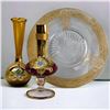 Image 1 : Set of 3 Gold Embossed Glassware & Vases