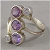 Image 2 : Sterling Silver Ring with Amethyst CZ Crystal Size 6