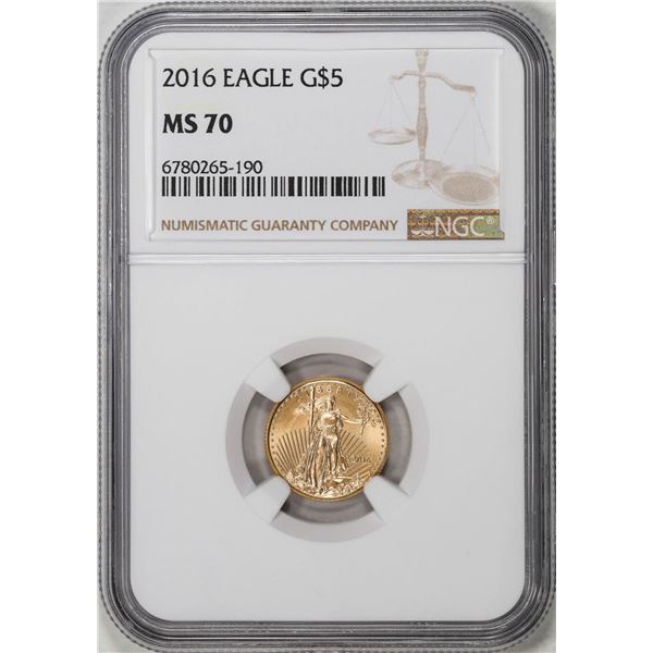2016 $5 American Gold Eagle Coin NGC MS70