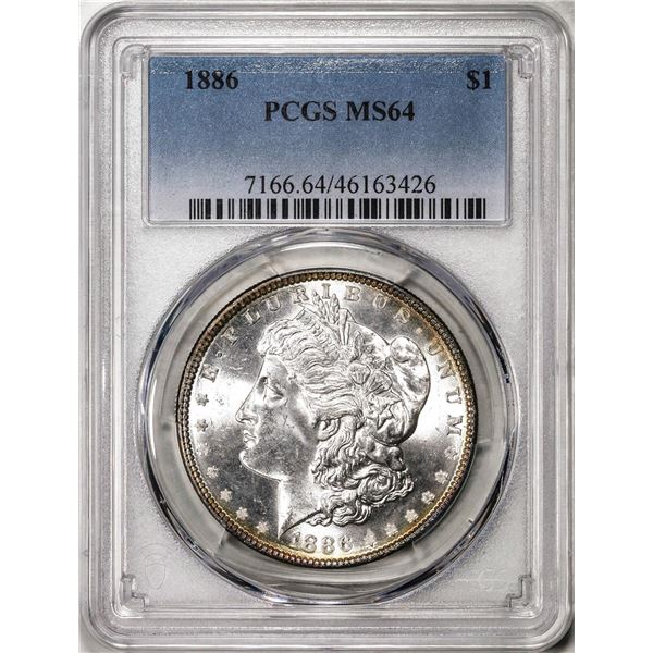 1886 $1 Morgan Silver Dollar Coin PCGS MS64