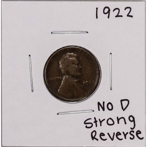 1922 No D Strong Reverse Lincoln Wheat Cent Coin