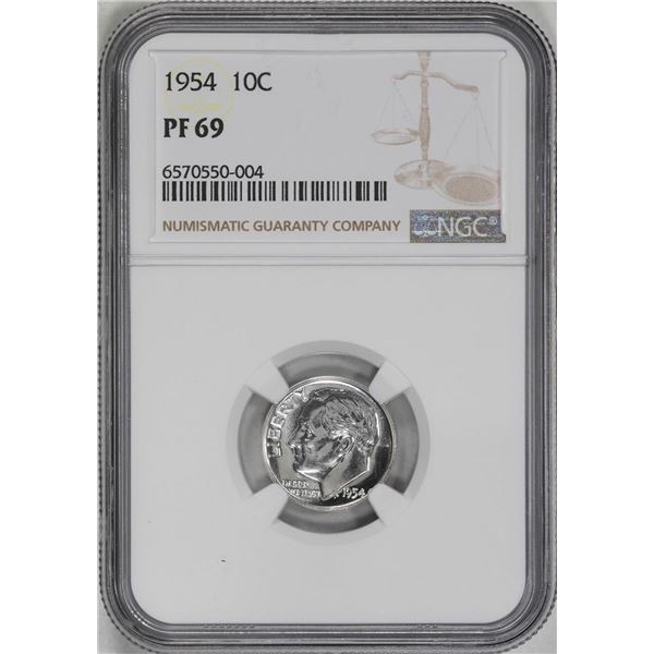 1954 Proof Roosevelt Dime Coin NGC PF69