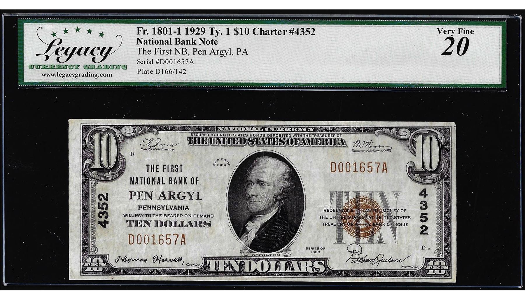 Nb Note 1929 $10 The First NB Pen Argyl, PA CH# 4352 National Note Legacy Very ...