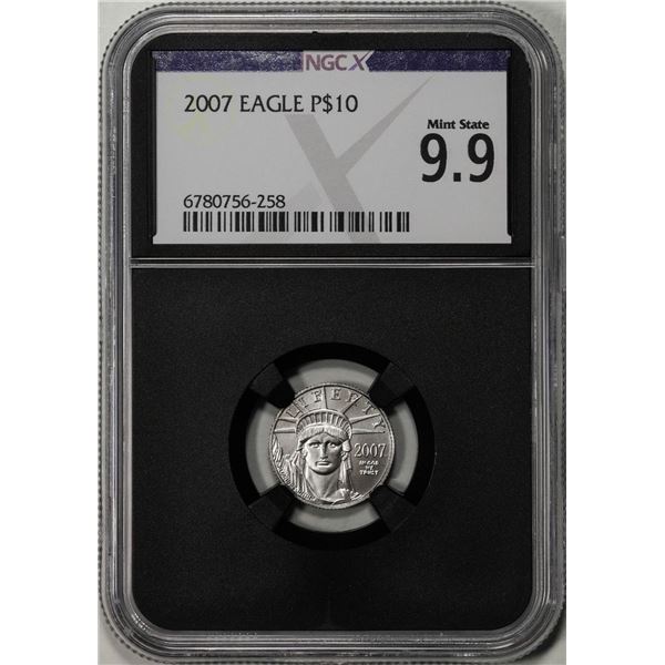 2007 $10 Platinum American Eagle Coin NGCX Mint State 9.9