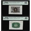 Image 1 : Lot of (2) Specimen Second Issue Ten Cents Fractional Notes PMG Choice Uncirculated 63