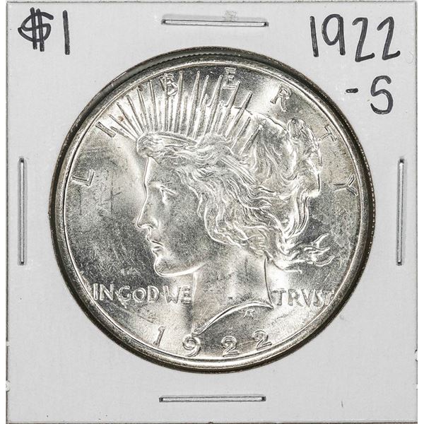 1922-S $1 Peace Silver Dollar Coin