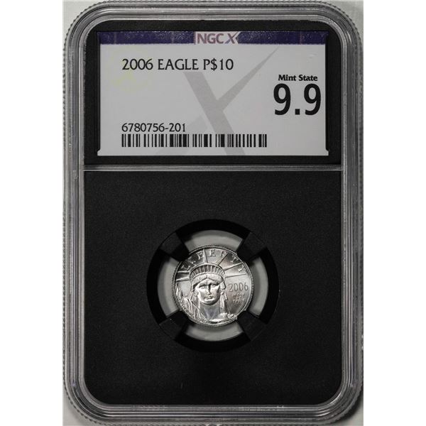 2006 $10 Platinum American Eagle Coin NGCX Mint State 9.9
