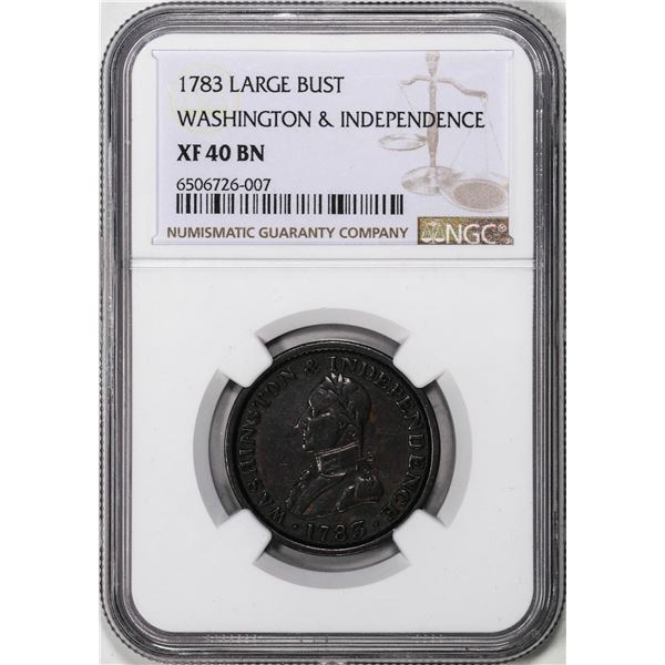 1783 Large Bust Washington & Independence Colonial Cent Coin NGC XF40BN