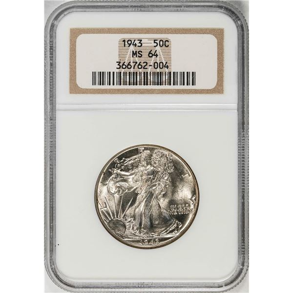 1943 Walking Liberty Half Dollar Coin NGC MS64