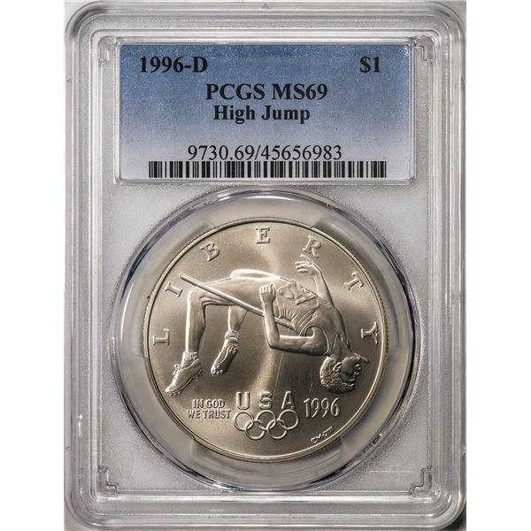 1996-D $1 Olympics Rowing Commemorative Silver Dollar Coin PCGS MS69
