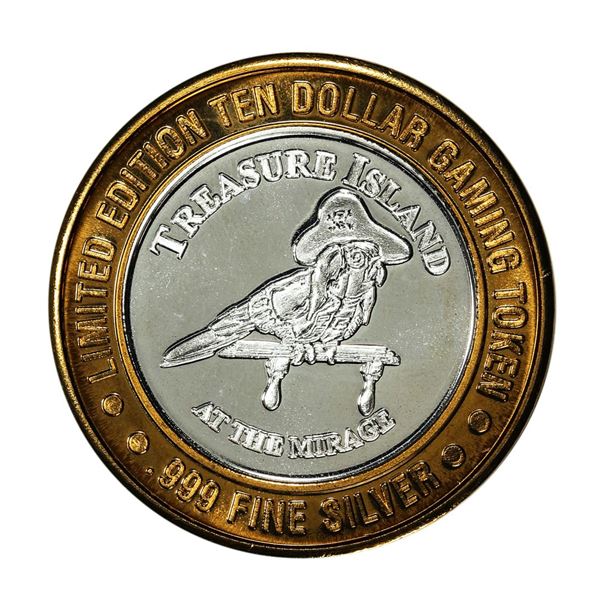.999 Silver Treasure Island Las Vegas, Nevada $10 Casino Limited Edition Gaming Token
