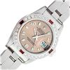 Image 1 : Rolex Ladies Stainless Steel Salmon Arabic Ruby and Diamond Datejust Wristwatch