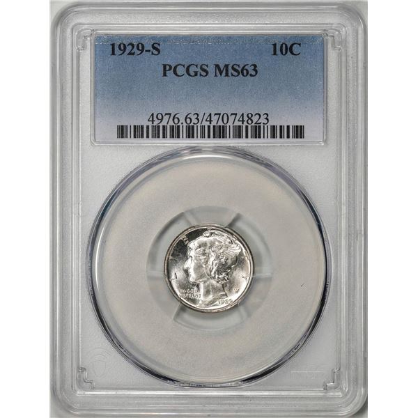 1929-S Mercury Dime Coin PCGS MS63