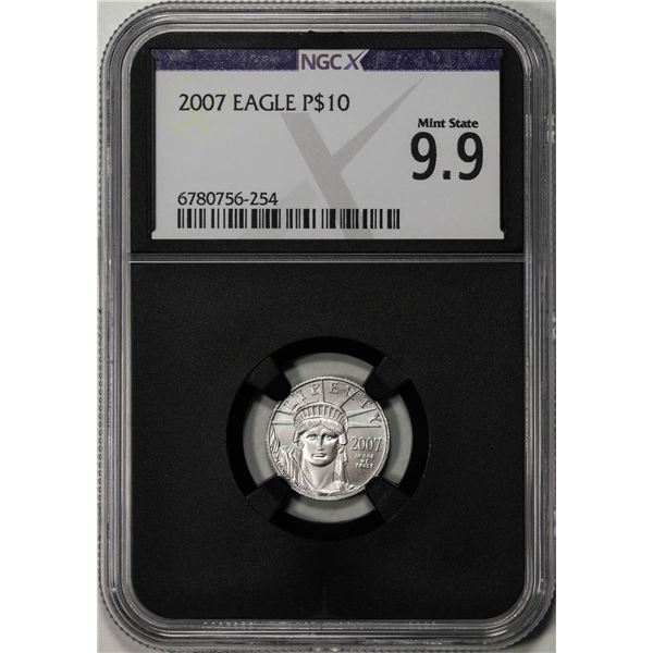 2007 $10 Platinum American Eagle Coin NGCX Mint State 9.9