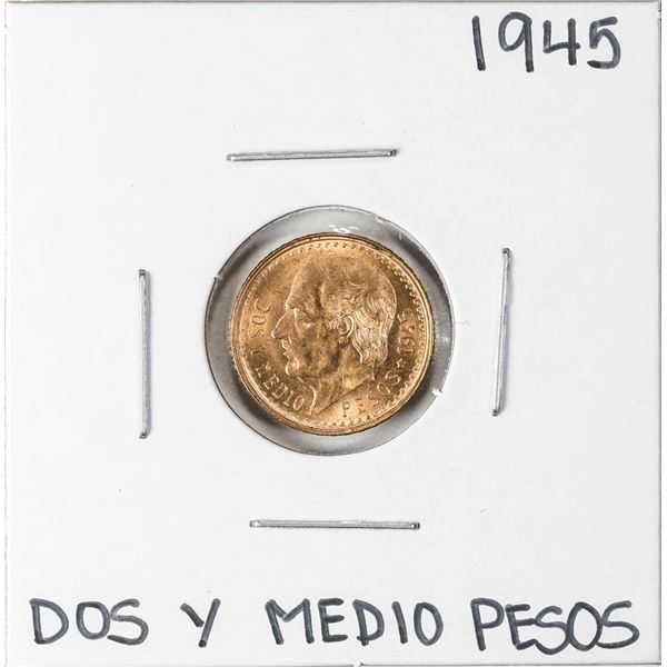 1945 Mexico Dos Y Medio Pesos Gold Coin