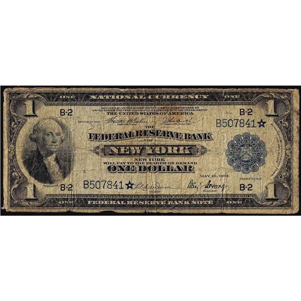 1918 $1 Federal Reserve Bank Star Note New York