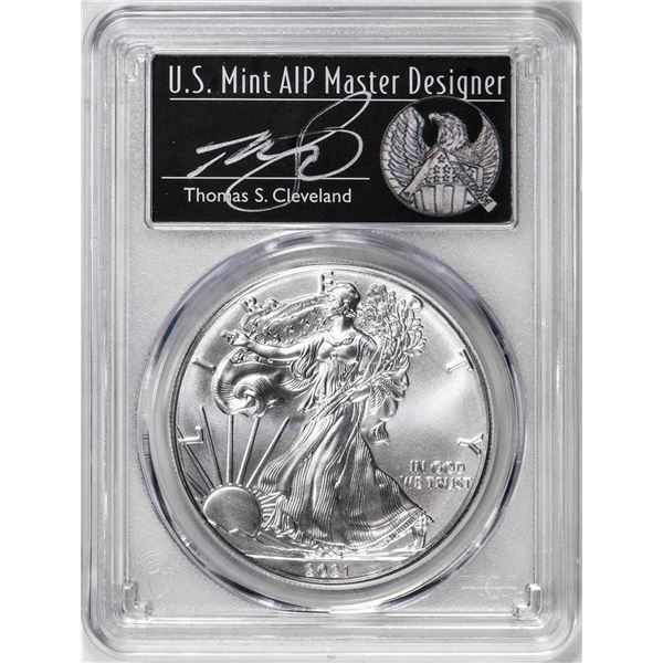 2021-(S) Ty. 1 $1 American Silver Eagle Coin PCGS MS70 Cleveland Signature FDOI