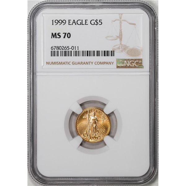 1999 $5 American Gold Eagle Coin NGC MS70