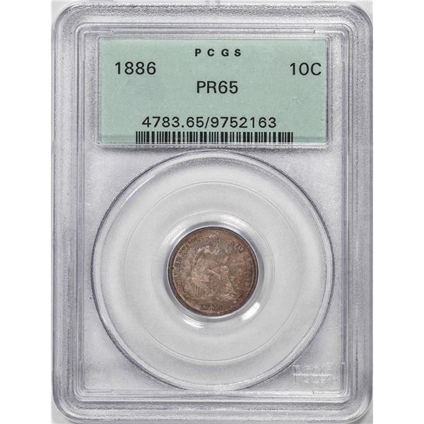 1886 Proof Seated Liberty Dime Coin PCGS PR65 Old Green Holder